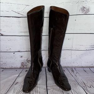 Dark Brown Patent Leather Go Go Boots